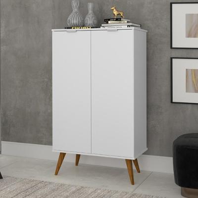 Sapateira Lisboa Multiuso Sofisticado Com Pés Retro Em Madeira - Branco Rede Móveis
