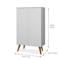 Sapateira Lisboa Multiuso Sofisticado Com Pés Retro Em Madeira - Branco Rede Móveis - 2