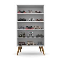 Sapateira Lisboa Multiuso Sofisticado Com Pés Retro Em Madeira - Branco Rede Móveis - 3