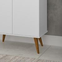 Sapateira Lisboa Multiuso Sofisticado Com Pés Retro Em Madeira - Branco Rede Móveis