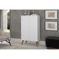 Sapateira Lisboa Multiuso Sofisticado Com Pés Retro Em Madeira - Branco Rede Móveis - 5