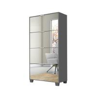 Sapateira Armário Multiuso Pequim - Mdp 4 Gavetas Com Espelhos Cinza - Rede Móveis - 1