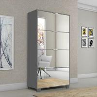 Sapateira Armário Multiuso Pequim - Mdp 4 Gavetas Com Espelhos Cinza - Rede Móveis - 2