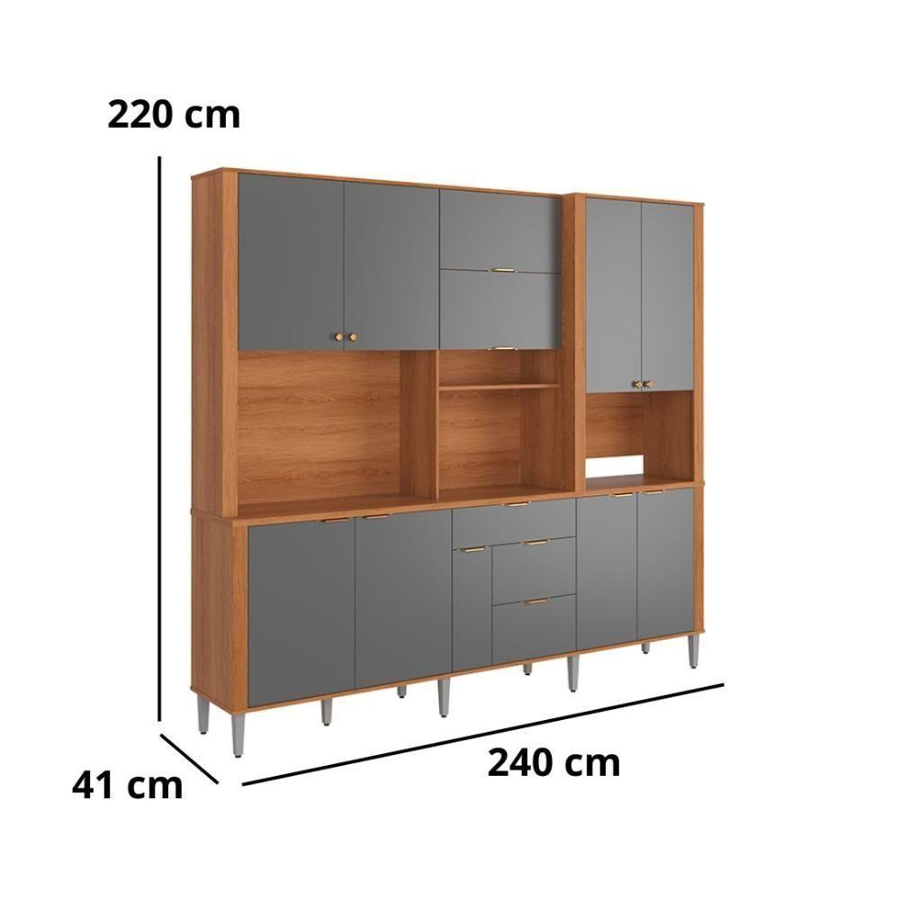 Cozinha Compacta Astra - 2,40m 10 Portas E 4 Gavetas - Lukaliam Móveis Jequitiba-grafite Jequitiba-grafite - 5