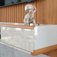 Rack Suspenso Atlas 2.20m Sala De Estar-quarto - Lukaliam Móveis - Off White Perolizado-jequitiba - 2