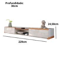 Rack Suspenso Atlas 2.20m Sala De Estar-quarto - Lukaliam Móveis - Off White Perolizado-jequitiba