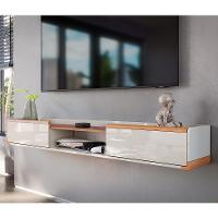 Rack Suspenso Atlas 2.20m Sala De Estar-quarto - Lukaliam Móveis - Off White Perolizado-jequitiba - 5