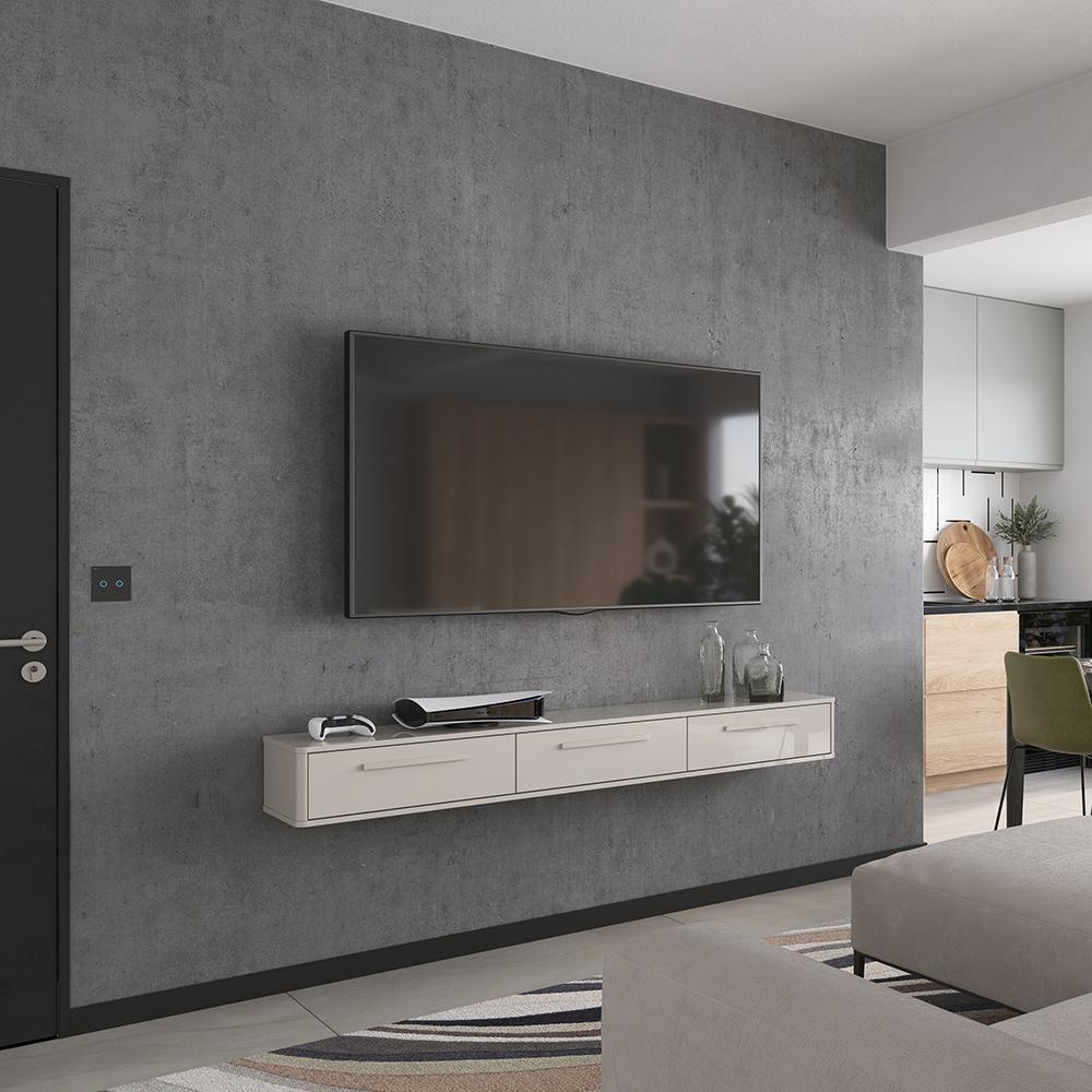 Rack Suspenso Bali 1.80 Cm Sala De Estar-quarto - Lukaliam Móveis - Off White Perolizado - 1