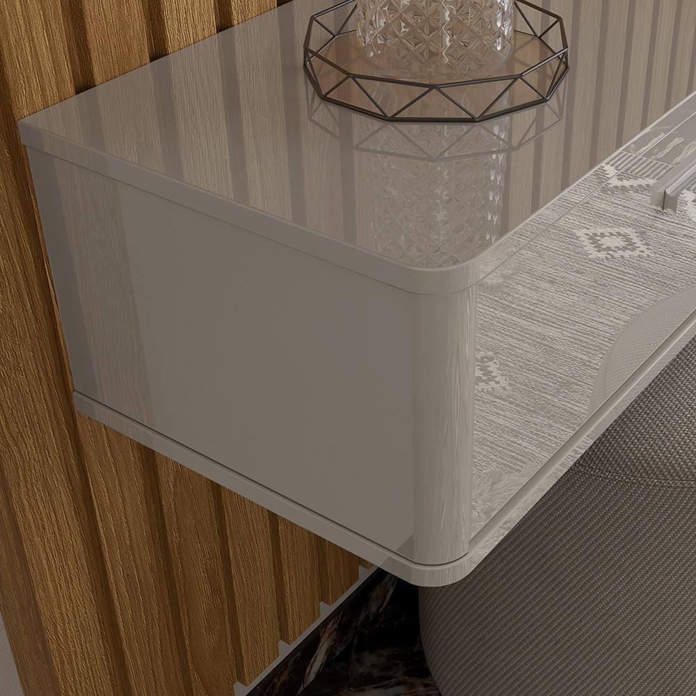 Rack Suspenso Bali 1.80 Cm Sala De Estar-quarto - Lukaliam Móveis - Off White Perolizado - 3