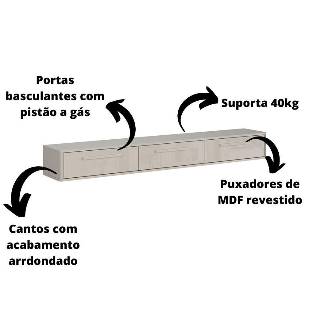 Rack Suspenso Bali 1.80 Cm Sala De Estar-quarto - Lukaliam Móveis - Off White Perolizado - 4