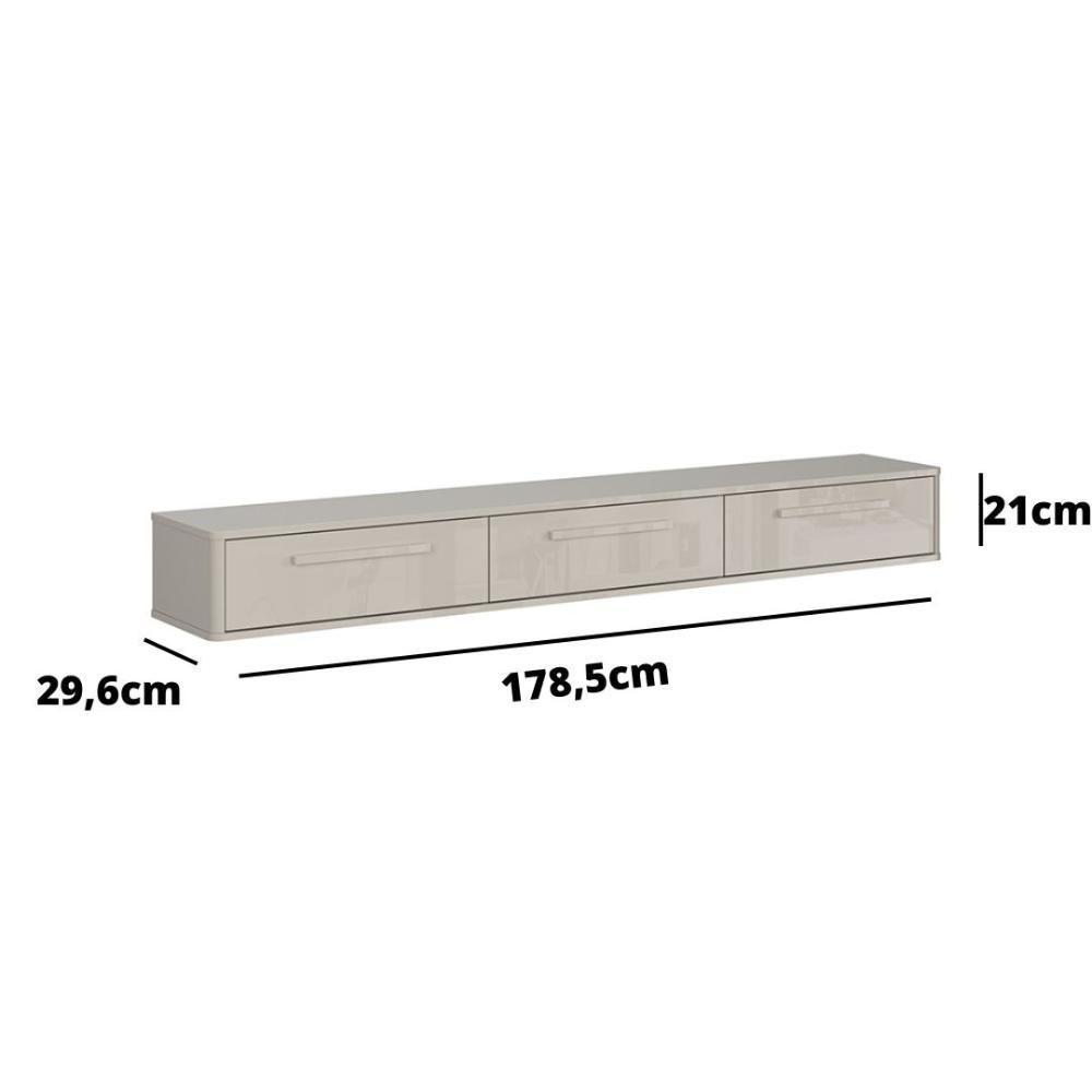 Rack Suspenso Bali 1.80 Cm Sala De Estar-quarto - Lukaliam Móveis - Off White Perolizado - 5