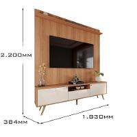 Rack Com Painel Sevilla - Mdp Efeito Ripado 3d Jequitibá-off White - Lukaliam Móveis - 5