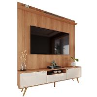 Rack Com Painel Sevilla - Mdp Efeito Ripado 3d Jequitibá-off White - Lukaliam Móveis - 9