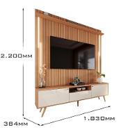 Rack Com Painel Sevilla Led Efeito Ripado 3d Para Tv Até 70 Polegadas 183cm Jequitibá-off White - 5