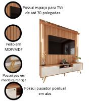 Rack Com Painel Sevilla Led Efeito Ripado 3d Para Tv Até 70 Polegadas 183cm Jequitibá-off White - 6