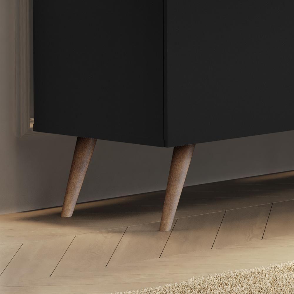 Aparador Buffet Encanto - 4 Portas Com Pés Retrô Em Mdp-mdf Preto - Lukaliam Móveis Preto - 2