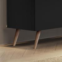 Aparador Buffet Encanto - 4 Portas Com Pés Retrô Em Mdp-mdf Preto - Lukaliam Móveis Preto - 2