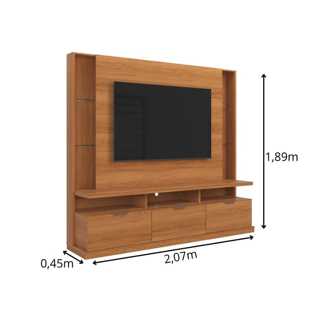 Estante Home Para Tv Até 70" 3 Portas Lukaliam Móveis Bilbao Jequitiba Jequitiba - 2