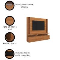 Estante Home Para Tv Até 70" 3 Portas Lukaliam Móveis Bilbao Jequitiba Jequitiba - 3