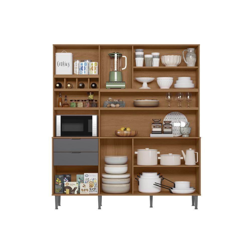 Cozinha Compacta Viena 8 Portas E 2 Gavetas Lukaliam Móveis Jequitiba-cinza Fosco - 2