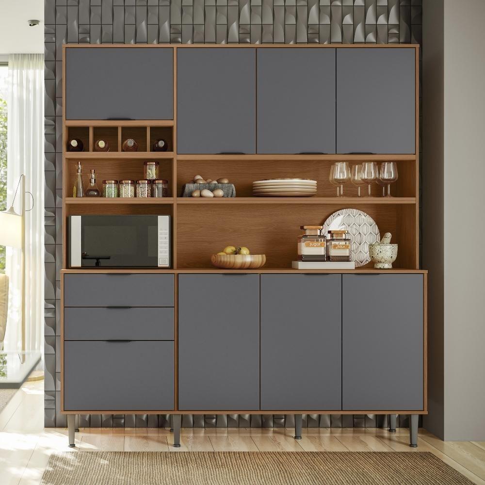 Cozinha Compacta Viena 8 Portas E 2 Gavetas Lukaliam Móveis Jequitiba-cinza Fosco - 4