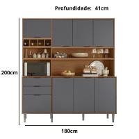 Cozinha Compacta Viena 8 Portas E 2 Gavetas Lukaliam Móveis Jequitiba-cinza Fosco - 3