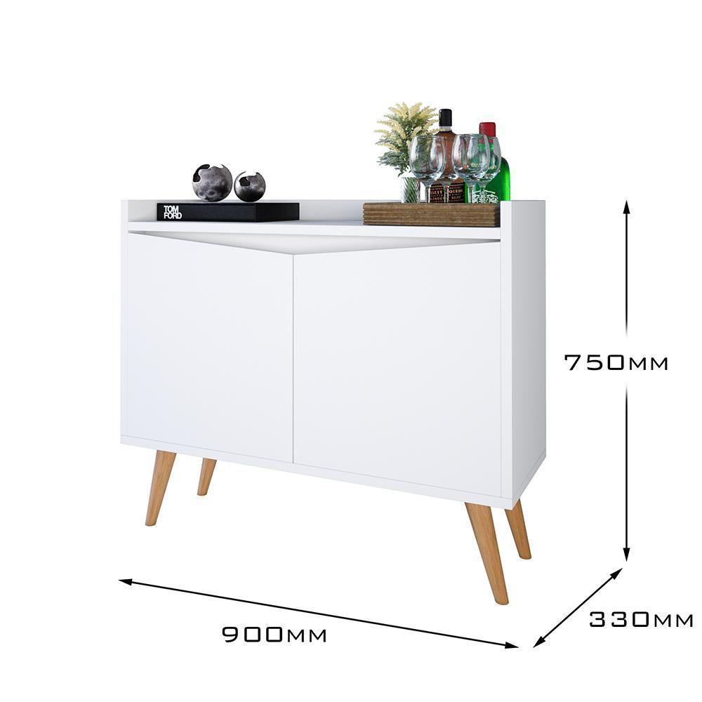 Aparador Buffet Merlin - 2 Portas Com Pés Retrô Em Mdf-mdp Branco - Movelove Branco - 6