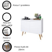 Aparador Buffet Merlin - 2 Portas Com Pés Retrô Em Mdf-mdp Branco - Movelove Branco - 5