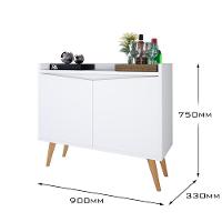 Aparador Buffet Merlin - 2 Portas Com Pés Retrô Em Mdf-mdp Branco - Movelove Branco - 6