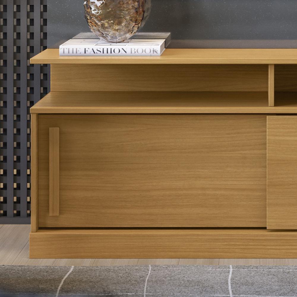 Rack Home Painel Chicago - Mdf Rodízios E Portas De Correr Para Tv Até 60" Tauari-cinza Perolizado - Lukaliam Móveis - 6