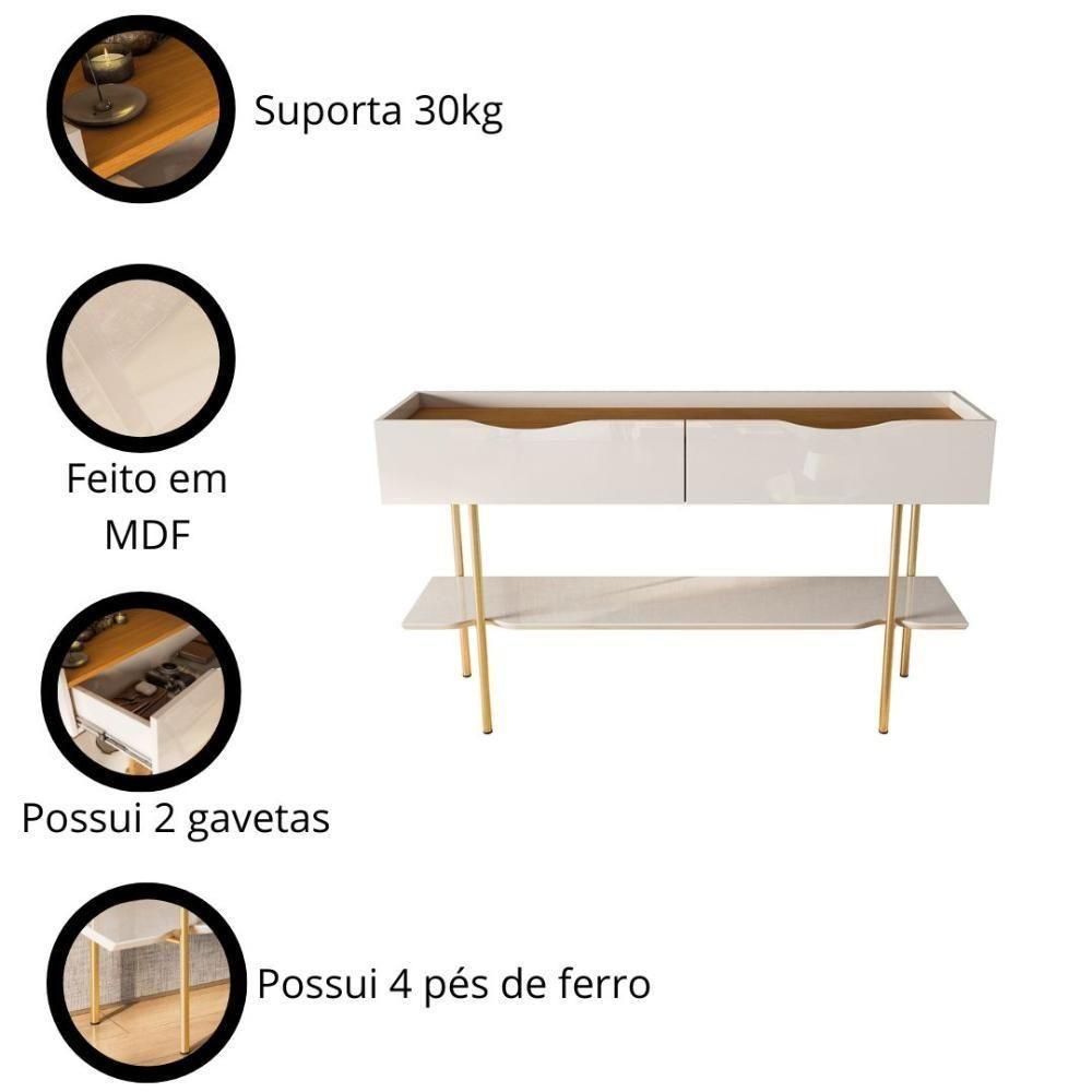 Aparador Sala De Estar Ou Jantar Cairo C- 2 Gavetas C- Pés De Ferro - Lukaliam Móveis - 5