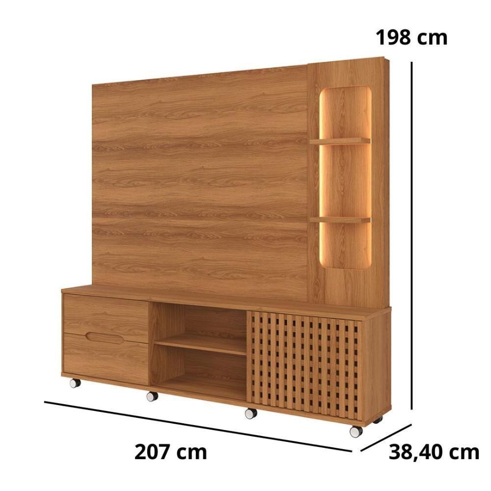 Home 2,10m Lukaliam Móveis Para Tv Até 70 Polegadas C- Led No Nicho Jequitiba Jequitiba - 4