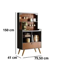 Cantinho Do Café Rubi - 1 Porta Basculante E Pés Em Madeira Preto Fosco-tauari Ripado - Lukaliam Móveis Preto Fosco-tauari Ripado - 3