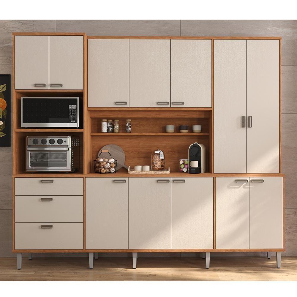 Cozinha Compacta Pulse - 2,60m 12 Portas E 3 Gavetas - Lukaliam Móveis Jequitiba-areia Jequitiba-areia - 3
