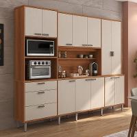 Cozinha Compacta Pulse - 2,60m 12 Portas E 3 Gavetas - Lukaliam Móveis Jequitiba-areia Jequitiba-areia