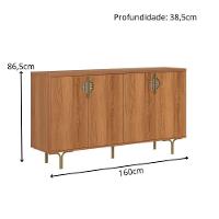 Buffet Lukaliam Móveis Aparador 4 Portas Marsala 1.60m Pés De Ferro Jequitiba