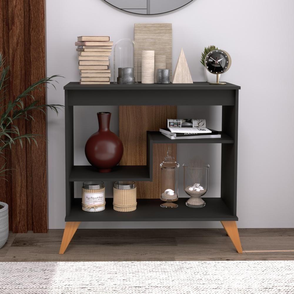 Multiuso Aparador Flex - Mdp 1 Porta E 1 Gaveta Chumbo-freijo - Indékes - 1