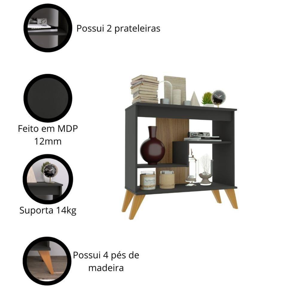 Multiuso Aparador Flex - Mdp 1 Porta E 1 Gaveta Chumbo-freijo - Indékes - 3