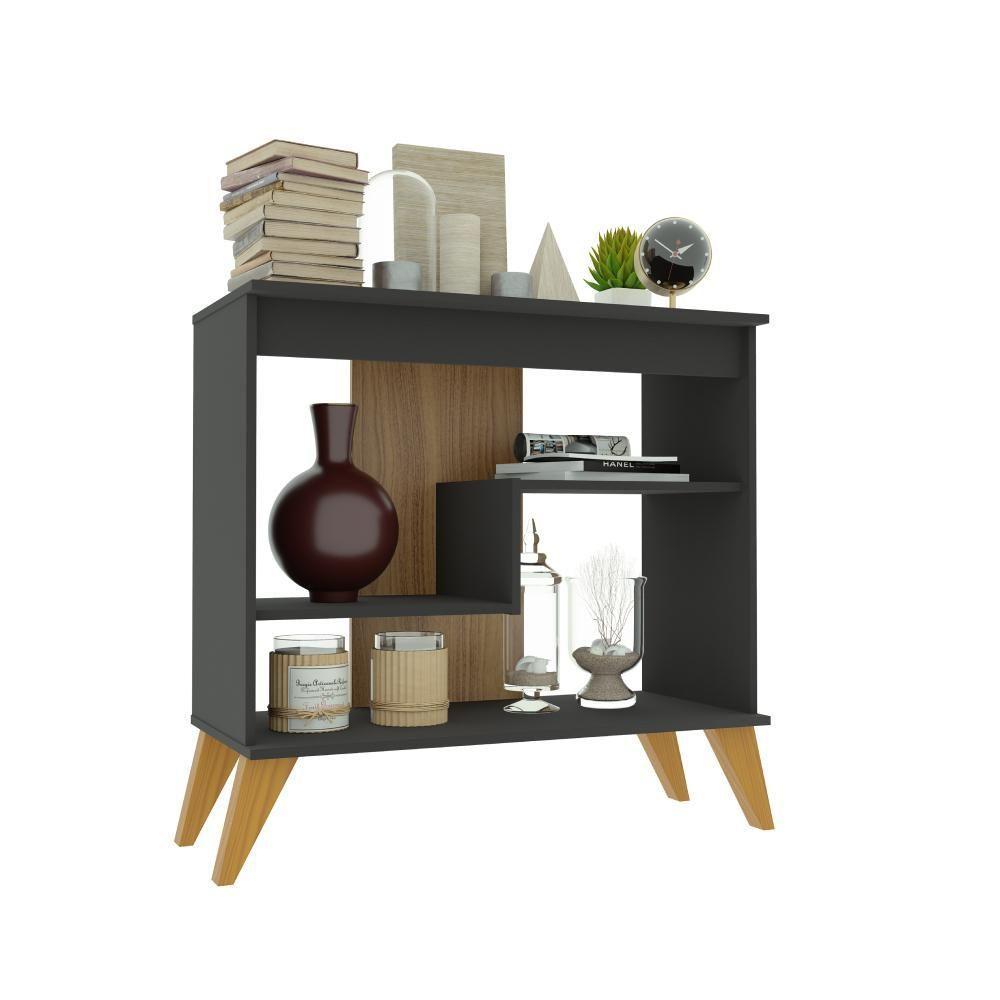 Multiuso Aparador Flex - Mdp 1 Porta E 1 Gaveta Chumbo-freijo - Indékes - 4