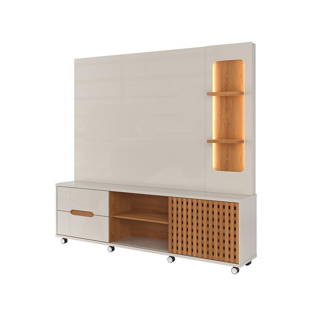 Home 2,10m Lukaliam Móveis Para Tv Até 70 Polegadas C- Led No Nicho Off White Perolizado-jequitiba Off White Perolizado-jequitiba - 1