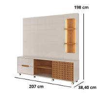 Home 2,10m Lukaliam Móveis Para Tv Até 70 Polegadas C- Led No Nicho Off White Perolizado-jequitiba Off White Perolizado-jequitiba