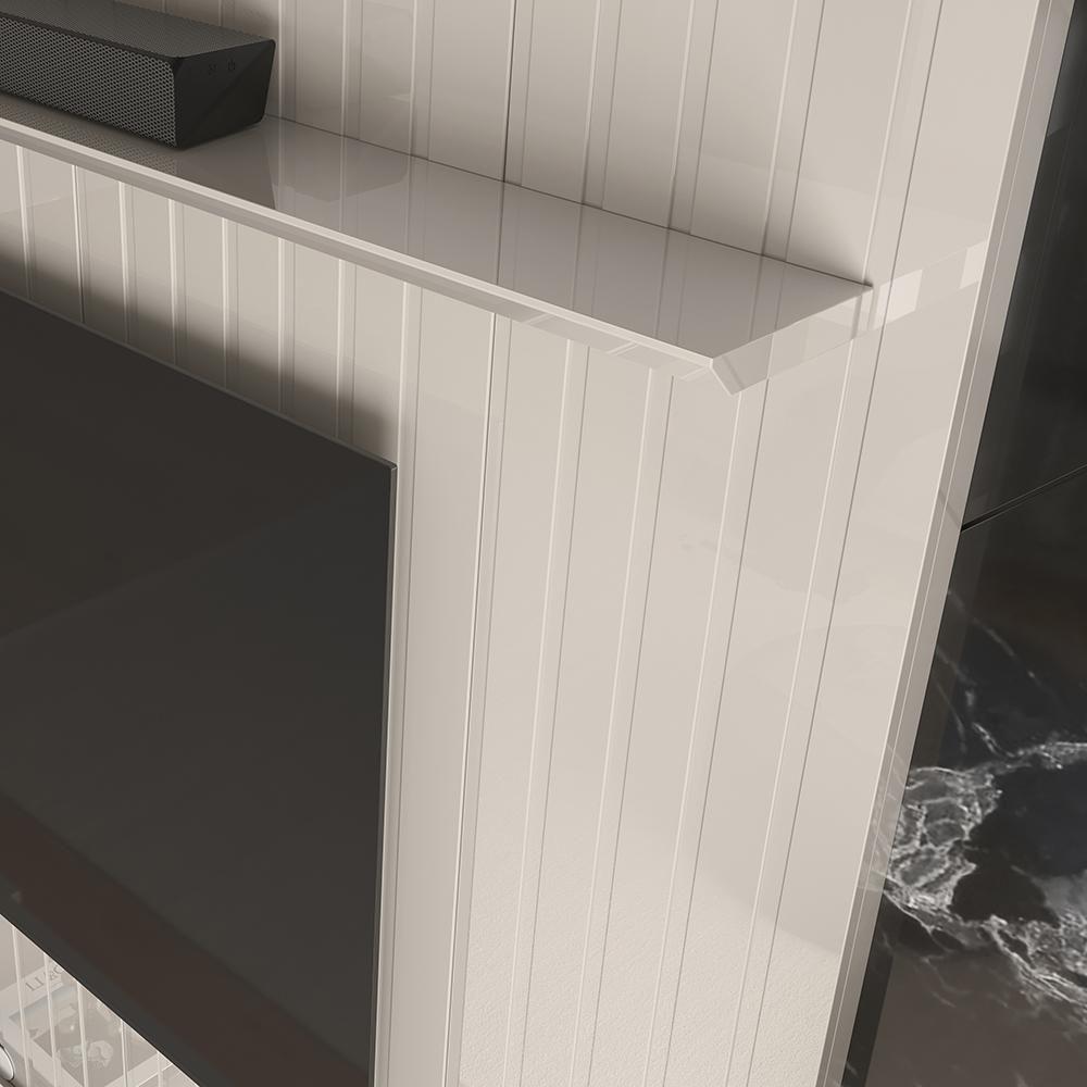 Painel Frisado Oslo - Mdf 1 Porta E 1 Gaveta Off White-freijó - Lukaliam Móveis - 3