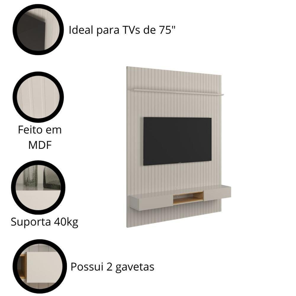 Painel Frisado Oslo - Mdf 1 Porta E 1 Gaveta Off White-freijó - Lukaliam Móveis - 5