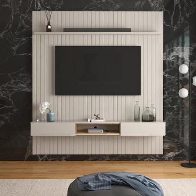 Painel Frisado Oslo - Mdf 1 Porta E 1 Gaveta Off White-freijó - Lukaliam Móveis