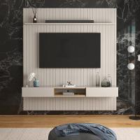 Painel Frisado Oslo - Mdf 1 Porta E 1 Gaveta Off White-freijó - Lukaliam Móveis - 1