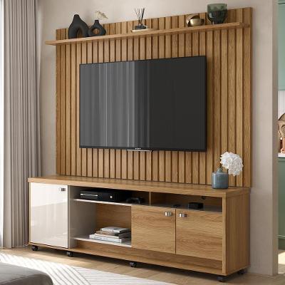 Home Dallas - Para Tv Até 70" Mdp-mdf Ripado Rodízios Freijó-off White - Lukaliam Móveis