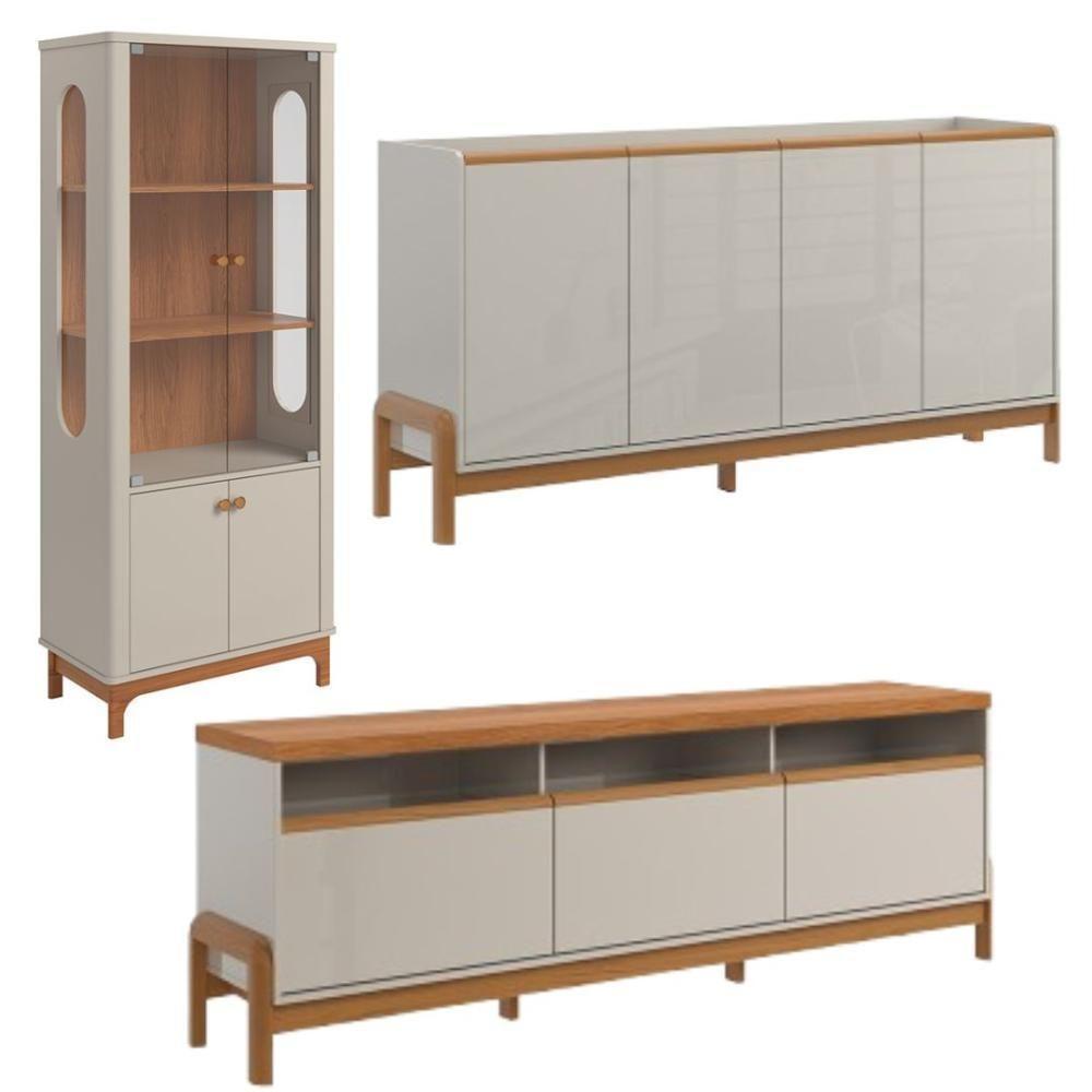 Rack + Elegance 1.8 + Aparador Buffet + Cristaleira - Lukaliam - 1