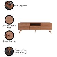 Rack Para Tv Até 70 Polegadas 2 Portas E 1 Gaveta Sevilla 183cm Jequitiba Jequitiba - 6