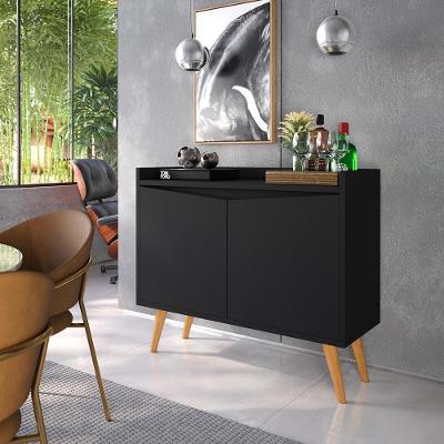 Aparador Buffet Merlin Preto - 2 Portas Com Pés Retrô Em Mdf-mdp - Movelove Preto