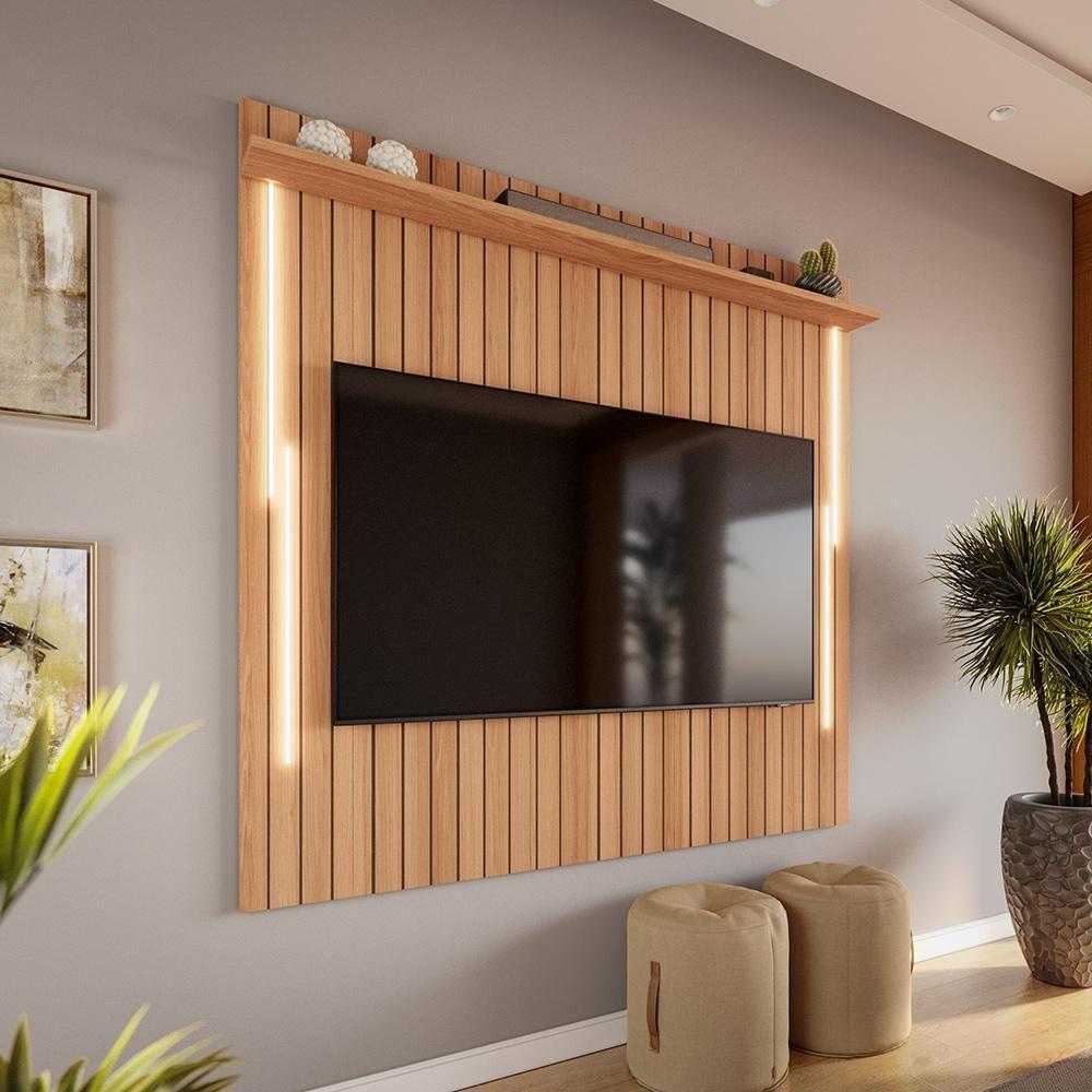 Painel Efeito Ripado 3d Com Led Para Tv Até 70 Polegadas Sevilla 183cm Jequitibá - 1